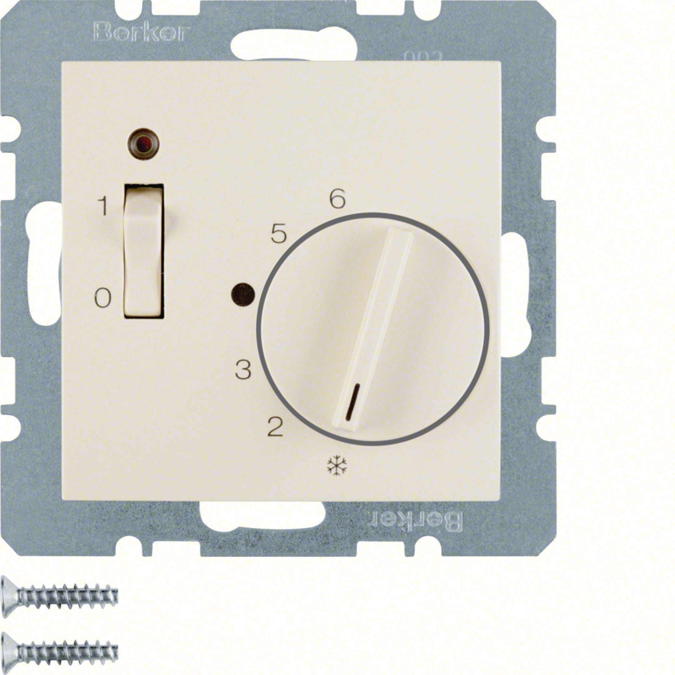 HAGER BOCCHIOTTI - Termostato, cont. NC, + pezzo c.le Serie S.1 bianco luc.