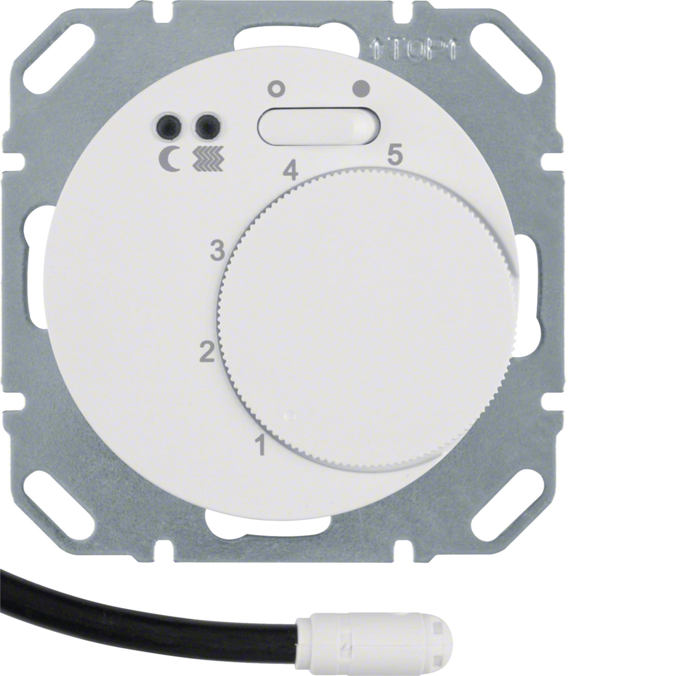 HAGER BOCCHIOTTI - Termostato cont. NA + pezzo c.le x risc. a pavim. Serie R.1/R.3 bianco pol. luc.