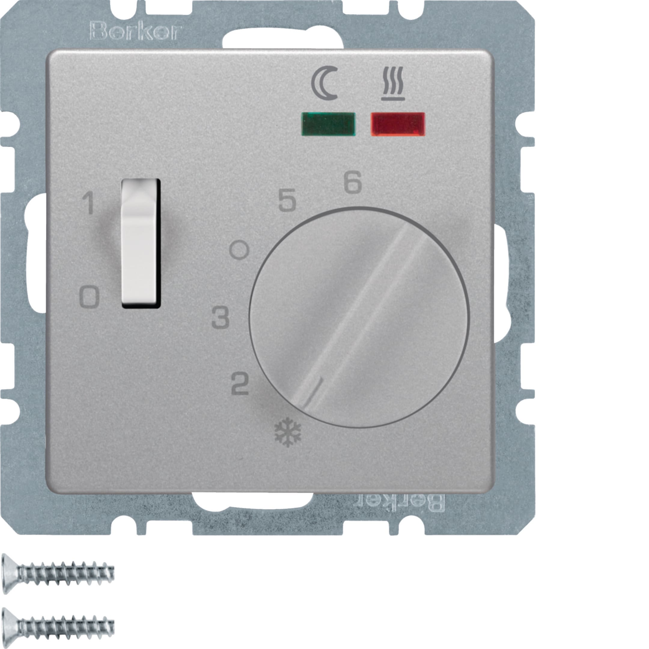 HAGER BOCCHIOTTI - Termostato cont. NA + pezzo c.le x risc. a pavim. Serie Q.1/Q.3 alu vellut vern.