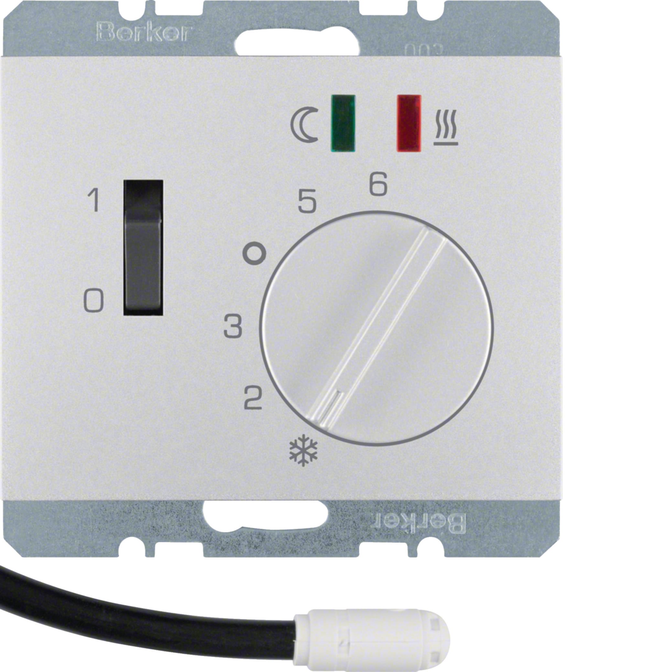 HAGER BOCCHIOTTI - Termostato cont. NA + pezzo c.le x risc. a pavim. Serie K.5 alu opac, vern.