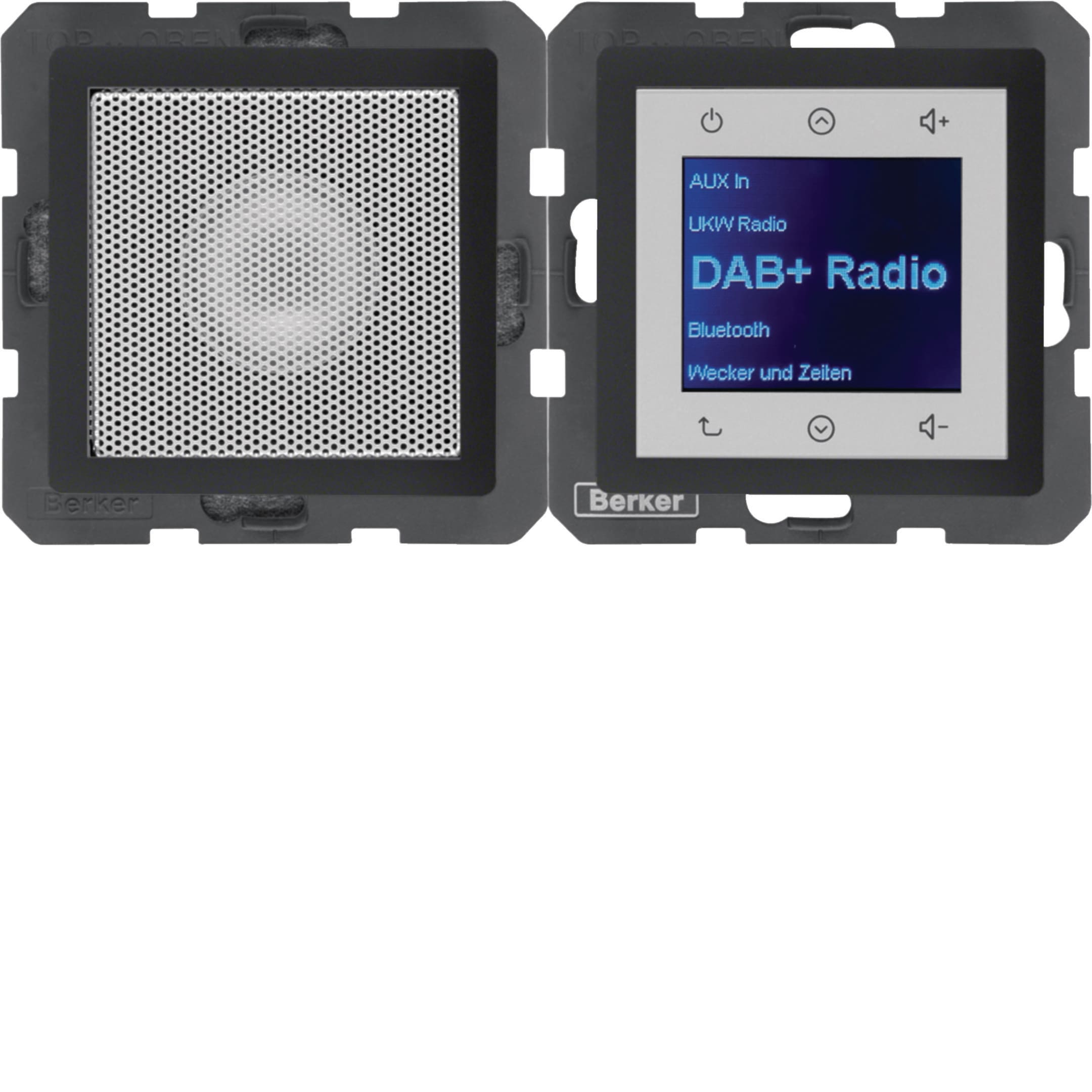 HAGER BOCCHIOTTI - Radio Touch con altoparlanti DAB+ / Bluetooth, finitura vellutata Q.x antracite