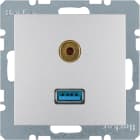 HAGER BOCCHIOTTI - Presa USB / 3,5 mm audio Berker B.7 alu opaco, verniciato