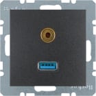 HAGER BOCCHIOTTI - Presa USB / 3,5 mm audio Berker B.3/B.7 antracite opaco