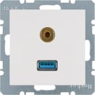 HAGER BOCCHIOTTI - Presa USB / 3,5 mm audio Berker S.1/B.3/B.7 bianco polare opaco