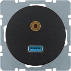 HAGER BOCCHIOTTI - Presa USB / 3,5 mm audio Berker R.1/R.3 nero lucido