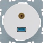 HAGER BOCCHIOTTI - Presa USB / 3,5 mm audio Berker R.1/R.3 bianco polare lucido