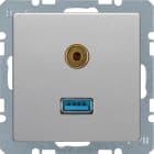 HAGER BOCCHIOTTI - Presa USB / 3,5 mm audio Berker Q.1/Q.3 alu velluto, verniciato