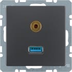 HAGER BOCCHIOTTI - Presa USB / 3,5 mm audio Berker Q.1/Q.3 antracite velluto, verniciato