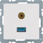 HAGER BOCCHIOTTI - Presa USB / 3,5 mm audio Berker Q.1/Q.3 bianco polare velluto