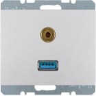 HAGER BOCCHIOTTI - Presa USB / 3,5 mm audio Berker K.5 alu opaco, verniciato