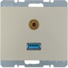 HAGER BOCCHIOTTI - Presa USB / 3,5 mm audio Berker K.5 acciaio inox opaco, verniciato