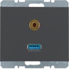 HAGER BOCCHIOTTI - Presa USB / 3,5 mm audio Berker K.1 antracite opaco, verniciato