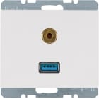 HAGER BOCCHIOTTI - Presa USB / 3,5 mm audio Berker K.1 bianco polare lucido
