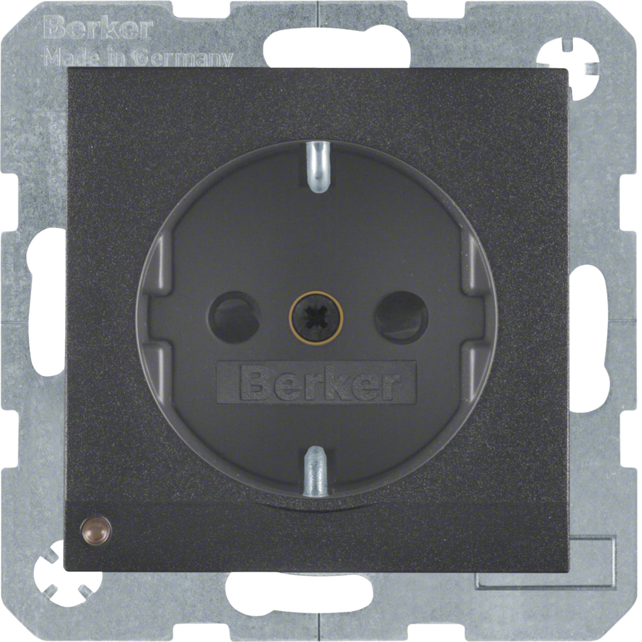 HAGER BOCCHIOTTI - Presa SCHUKO con luce di orientamento LED B.3/B.7 antracite opaco, verniciato