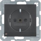 HAGER BOCCHIOTTI - Presa SCHUKO con luce di orientamento LED B.3/B.7 antracite opaco, verniciato