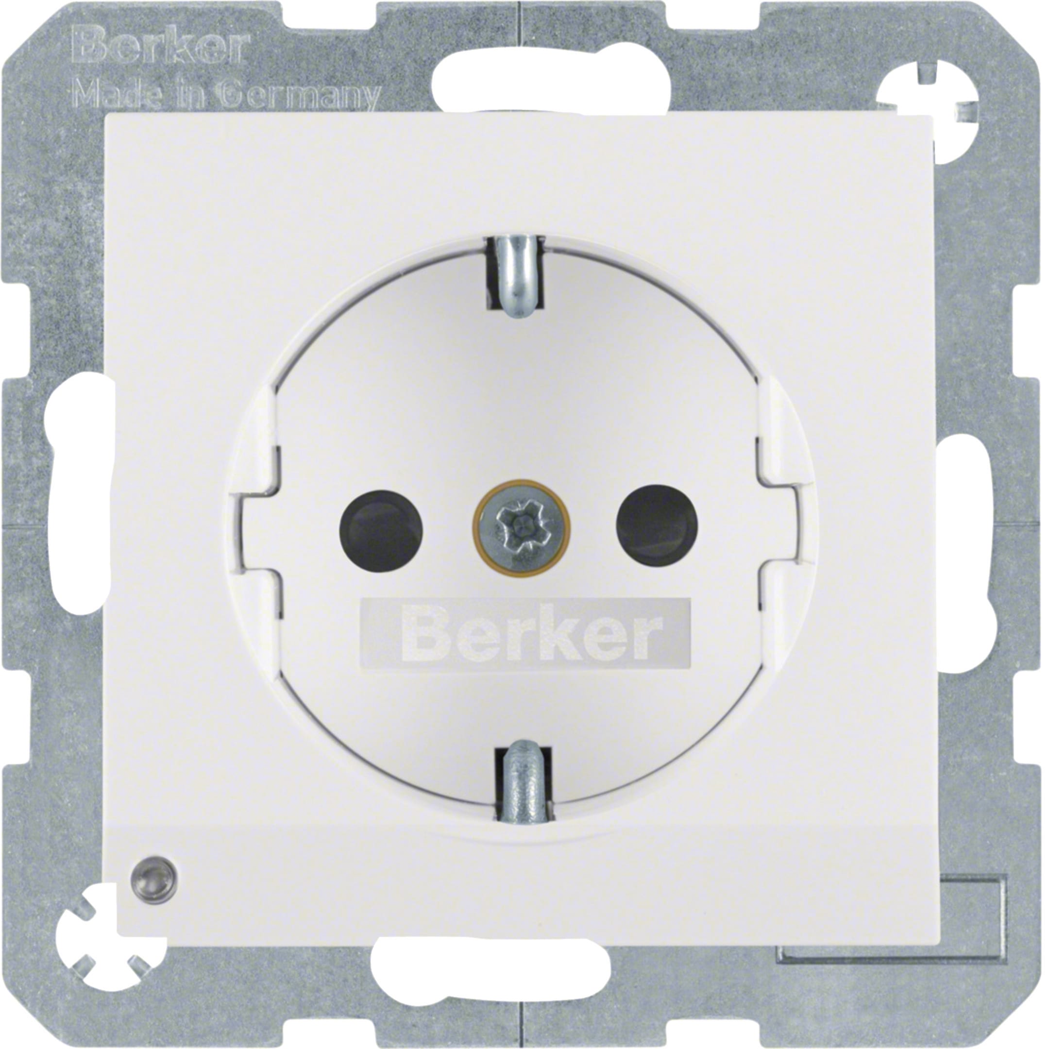 HAGER BOCCHIOTTI - Presa SCHUKO con luce di orientamento LED Berker S.1/B.3/B.7 bianco polare opaco