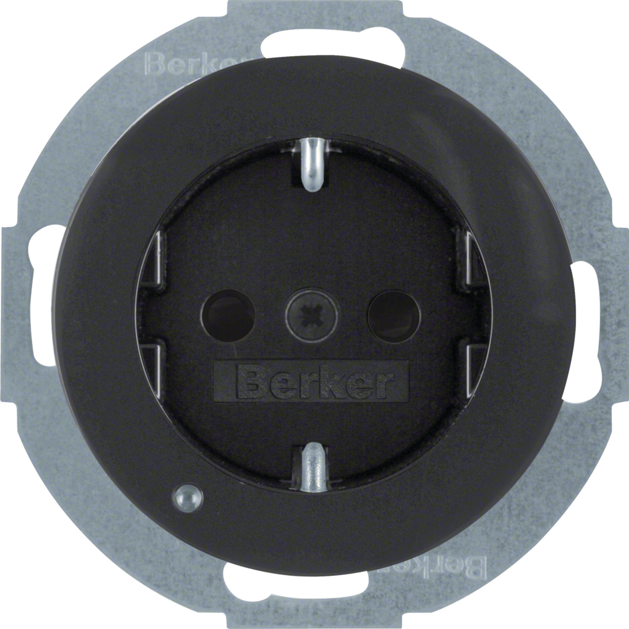 HAGER BOCCHIOTTI - Presa SCHUKO con luce di orientamento LED Serie 1930/R.classic nero lucido