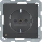 HAGER BOCCHIOTTI - Presa SCHUKO con luce di orientamento LED Q.1/Q.3 antracite velluto, verniciato