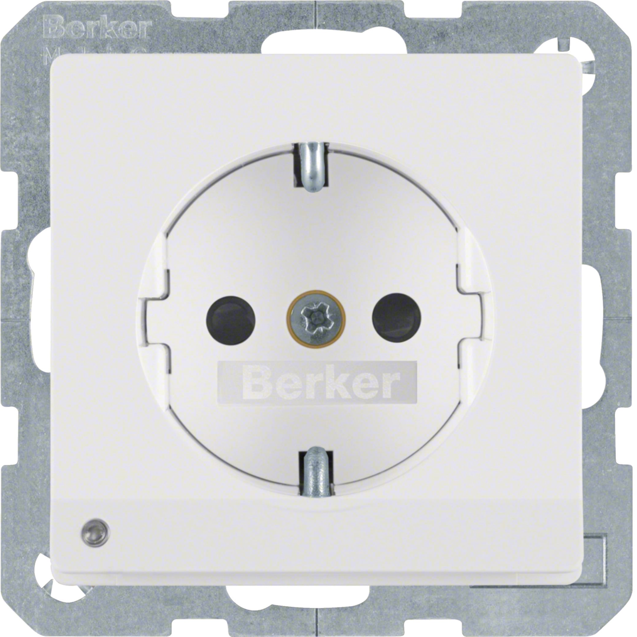 HAGER BOCCHIOTTI - Presa SCHUKO con luce di orientamento LED Berker Q.1/Q.3 bianco polare velluto