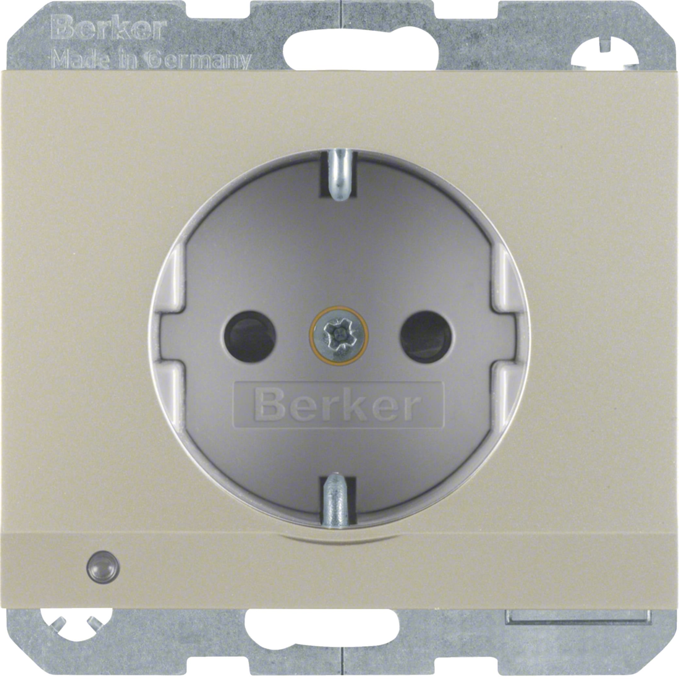 HAGER BOCCHIOTTI - Presa SCHUKO con luce di orientamento LED Berker K.5 acciaio inox opaco, vernic.