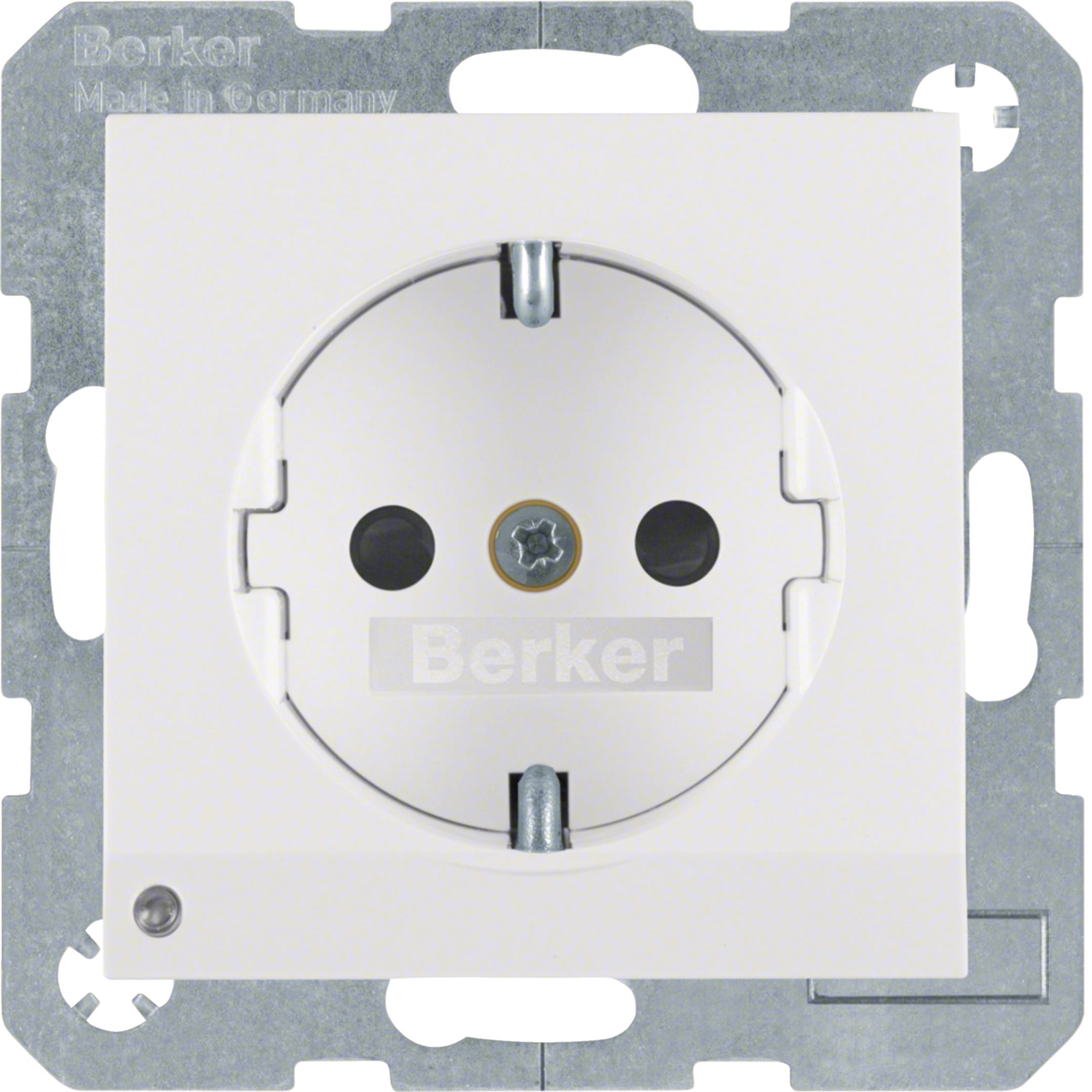 HAGER BOCCHIOTTI - Presa SCHUKO con luce di orientamento LED Berker S.1/B.3/B.7 bianco polare lucid