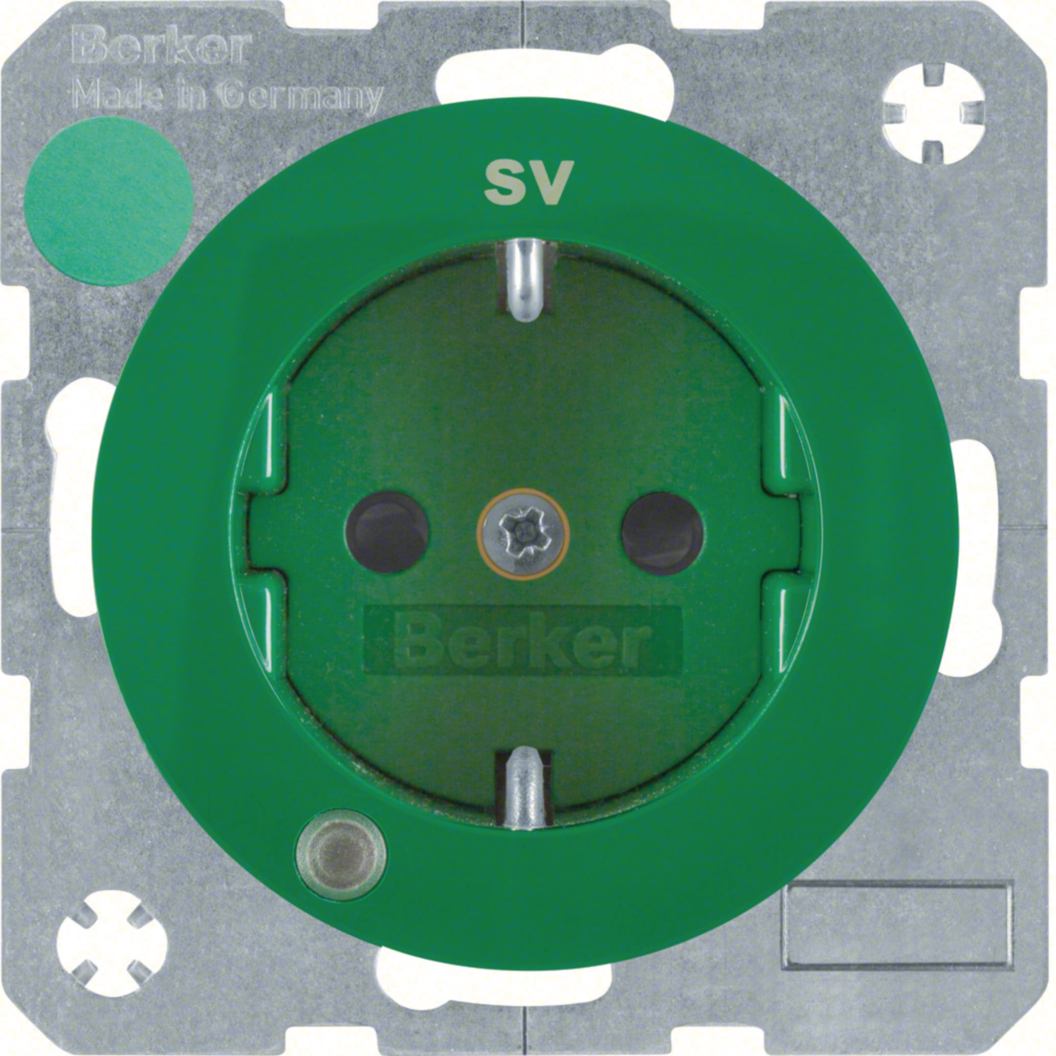 HAGER BOCCHIOTTI - P.SCHUKO + LED CTR. E "SV" R1/R3 VERDE