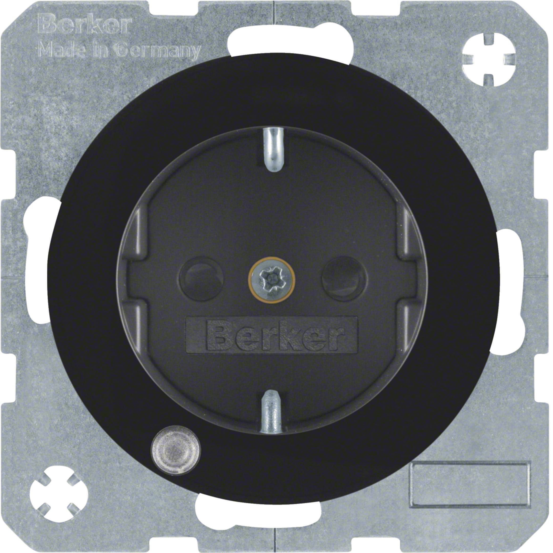 HAGER BOCCHIOTTI - Presa SCHUKO con LED di controllo Berker R.1/R.3 nero lucido