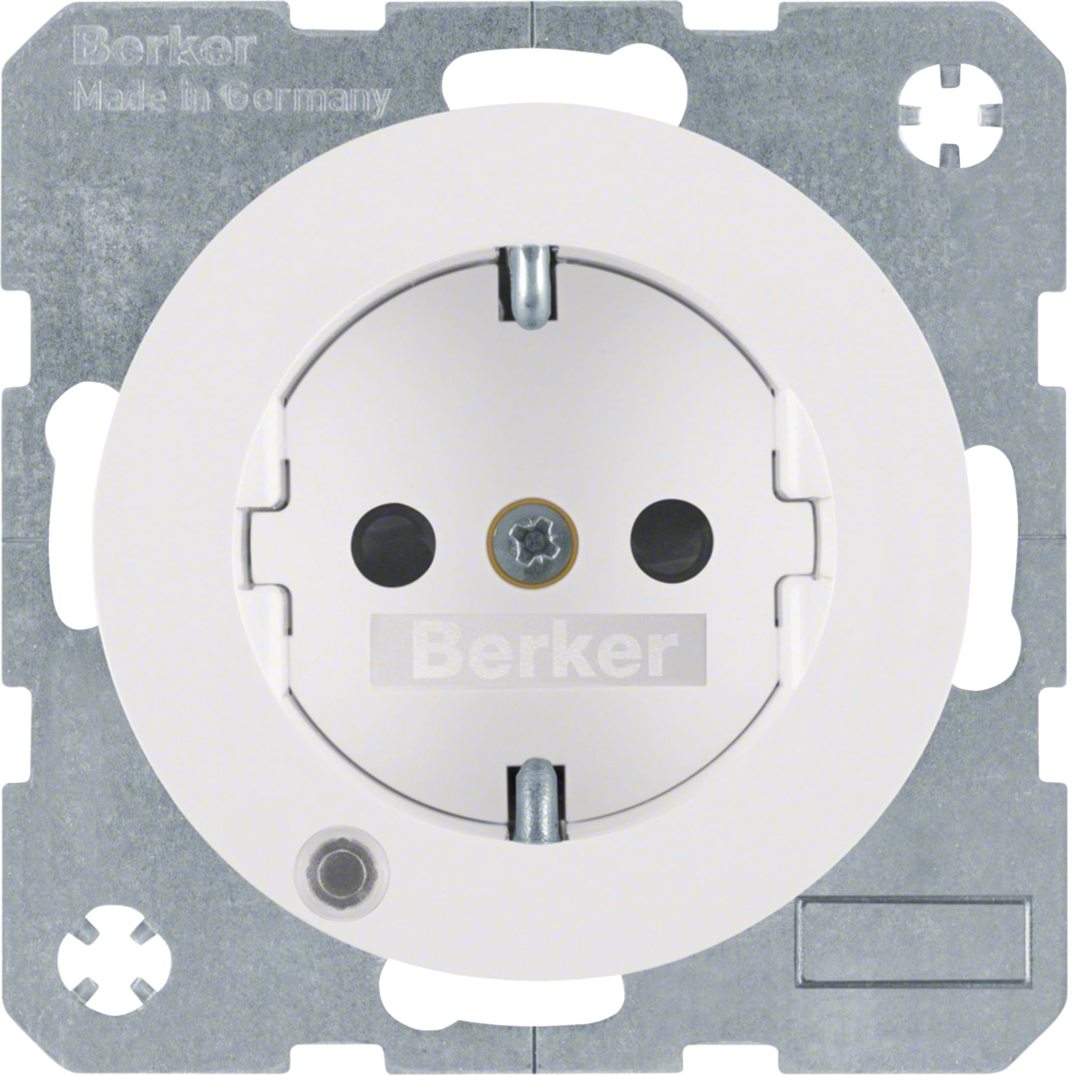HAGER BOCCHIOTTI - Presa SCHUKO con LED di controllo Berker R.1/R.3 bianco polare lucido