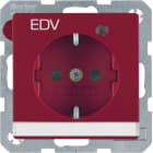 HAGER BOCCHIOTTI - P.SCHUKO + LED CTR.E "EDV" Q1/Q3 ROSSO O