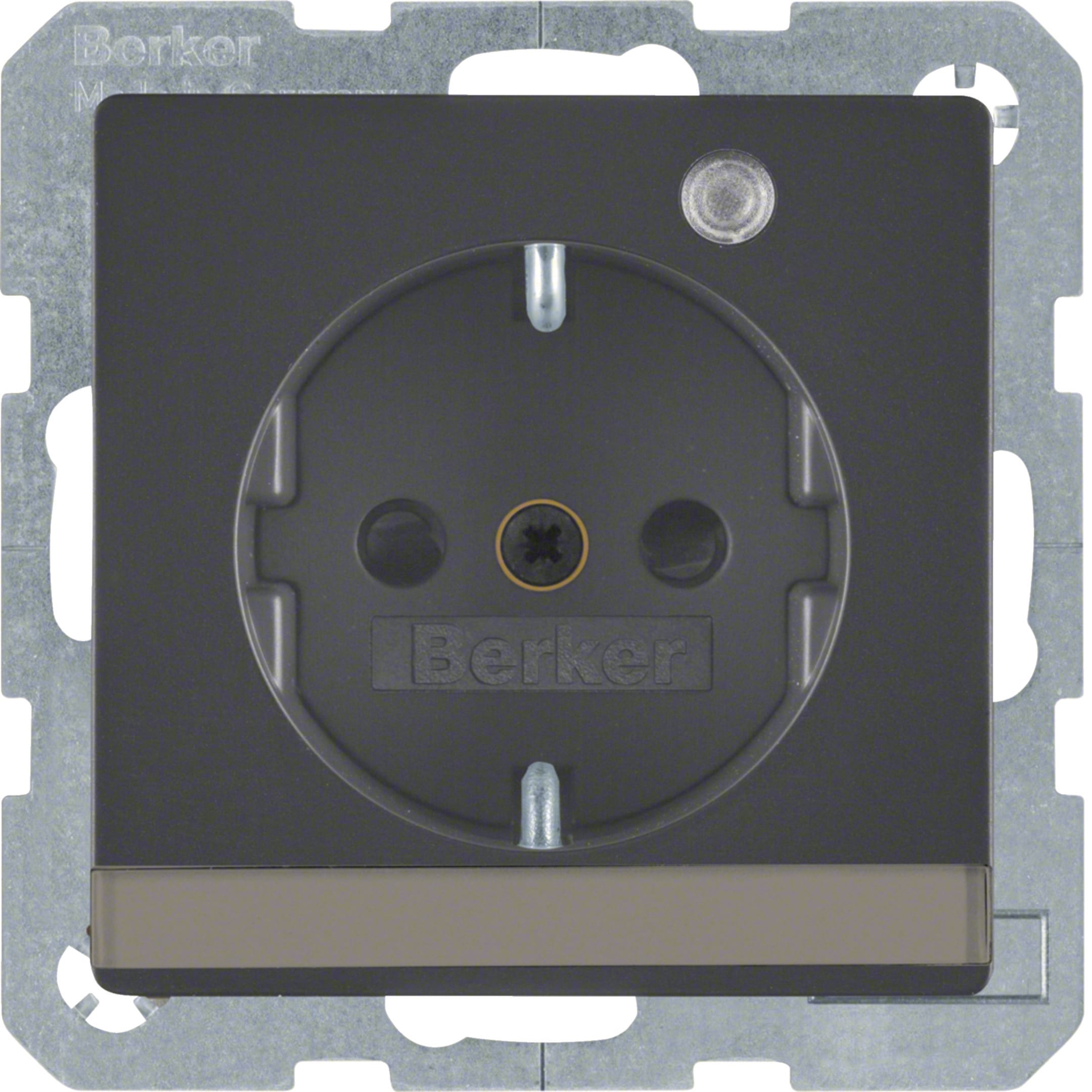 HAGER BOCCHIOTTI - Presa SCHUKO con LED di controllo Berker Q.1/Q.3 antracite velluto, verniciato