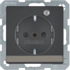 HAGER BOCCHIOTTI - Presa SCHUKO con LED di controllo Berker Q.1/Q.3 antracite velluto, verniciato