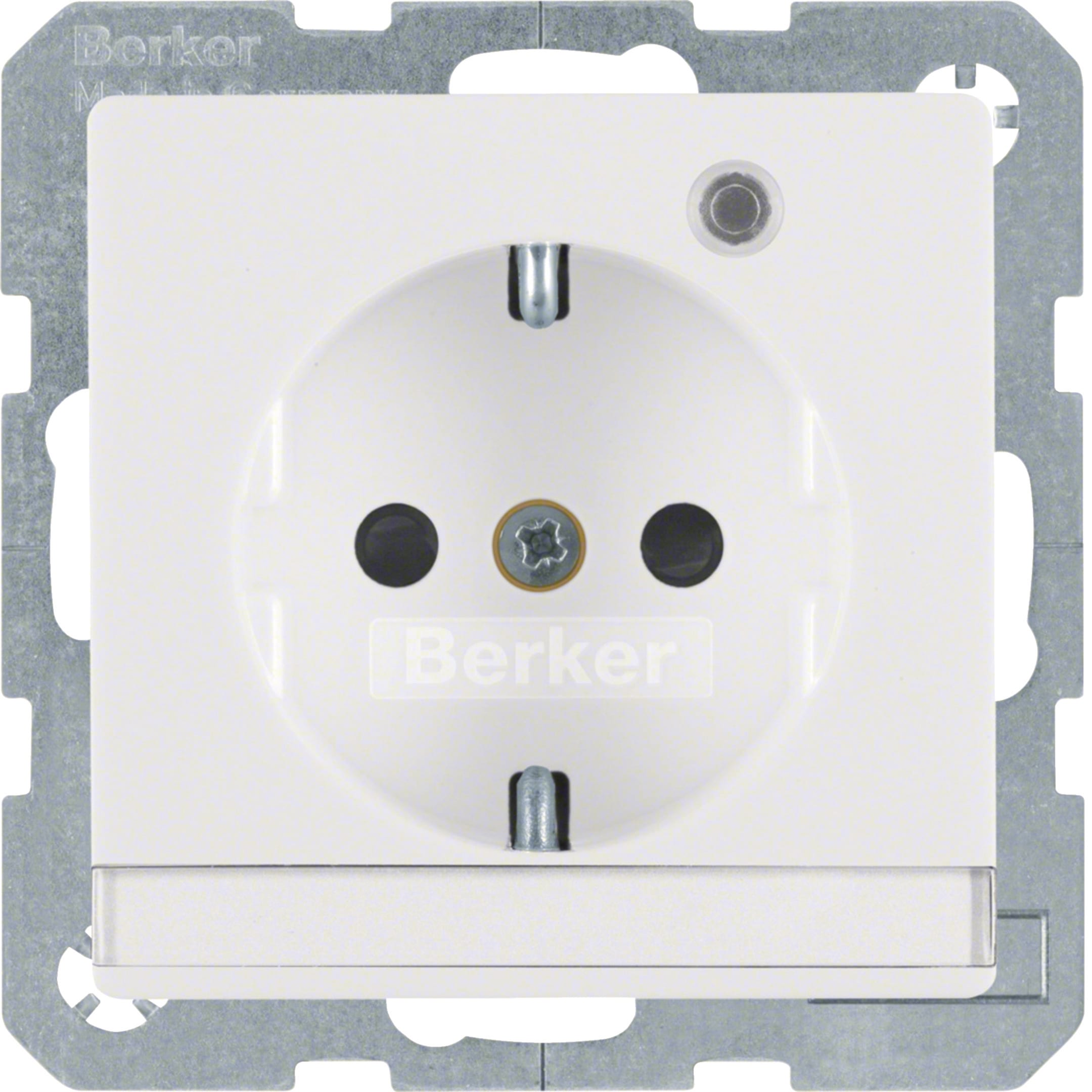HAGER BOCCHIOTTI - Presa SCHUKO con LED di controllo Berker Q.1/Q.3 bianco polare velluto