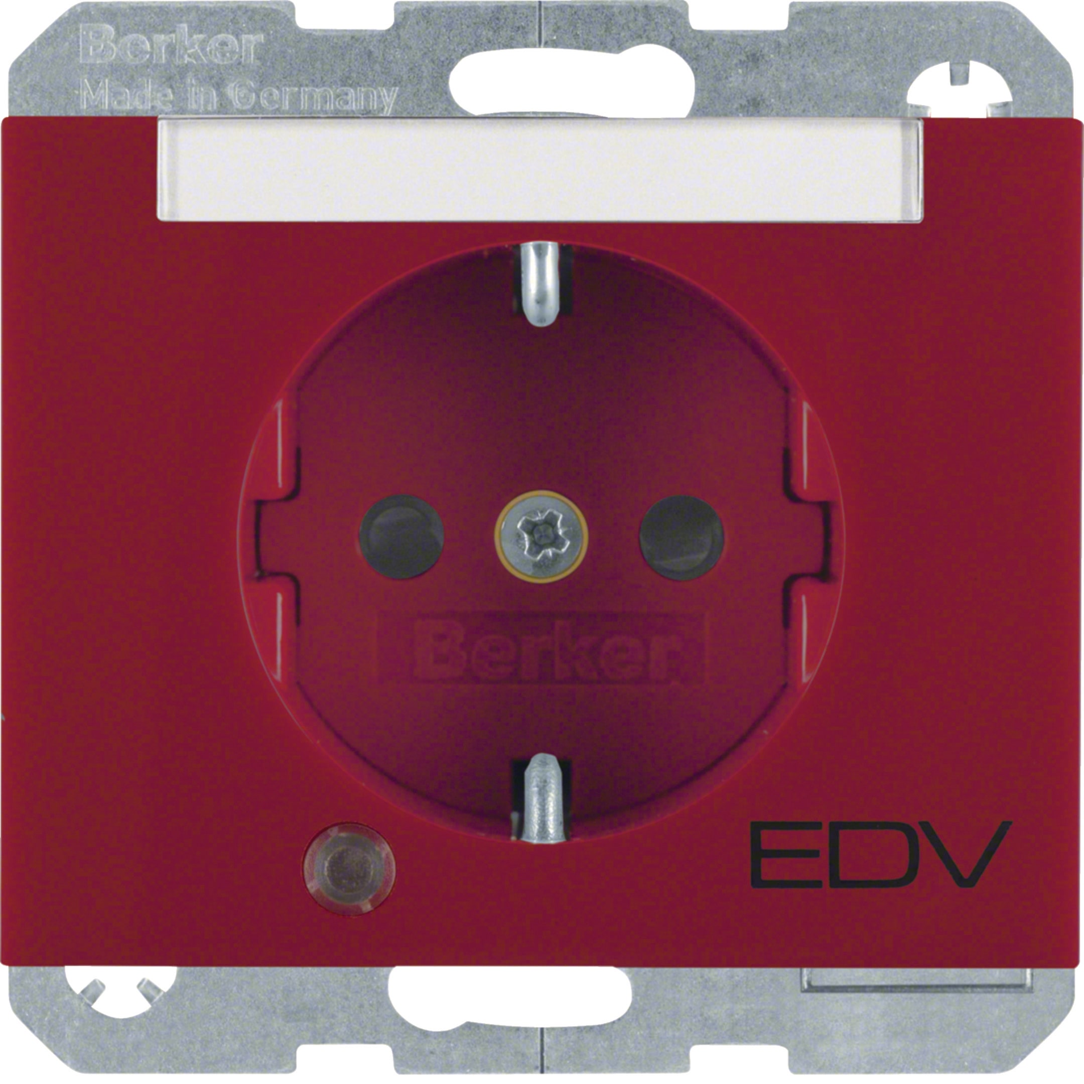 HAGER BOCCHIOTTI - P.SCHUKO + LED CTR. E "EDV" K1 ROSSO