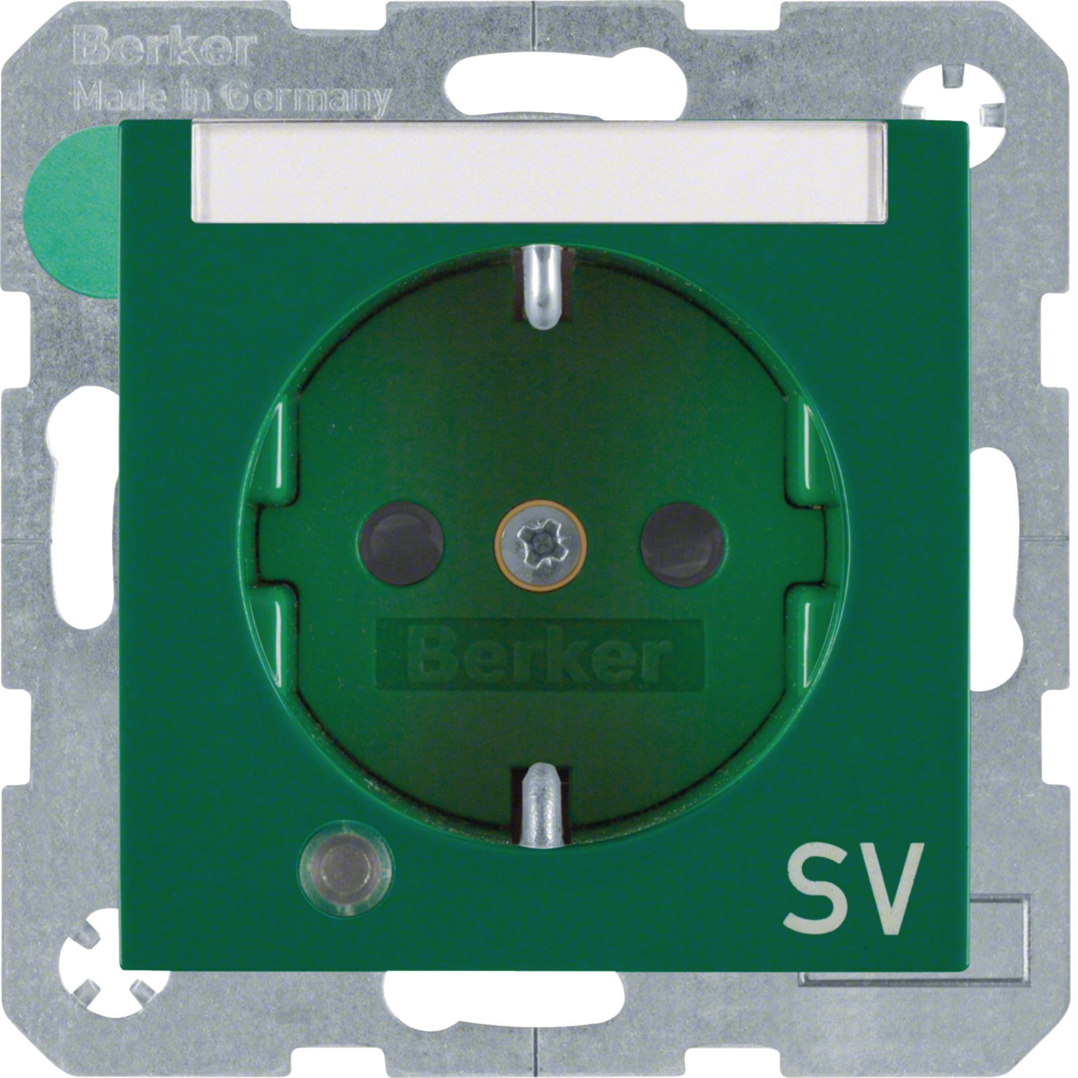 HAGER BOCCHIOTTI - P.SCHUKO + LED CTR.E "SV" S1/B3/B7 VERDE