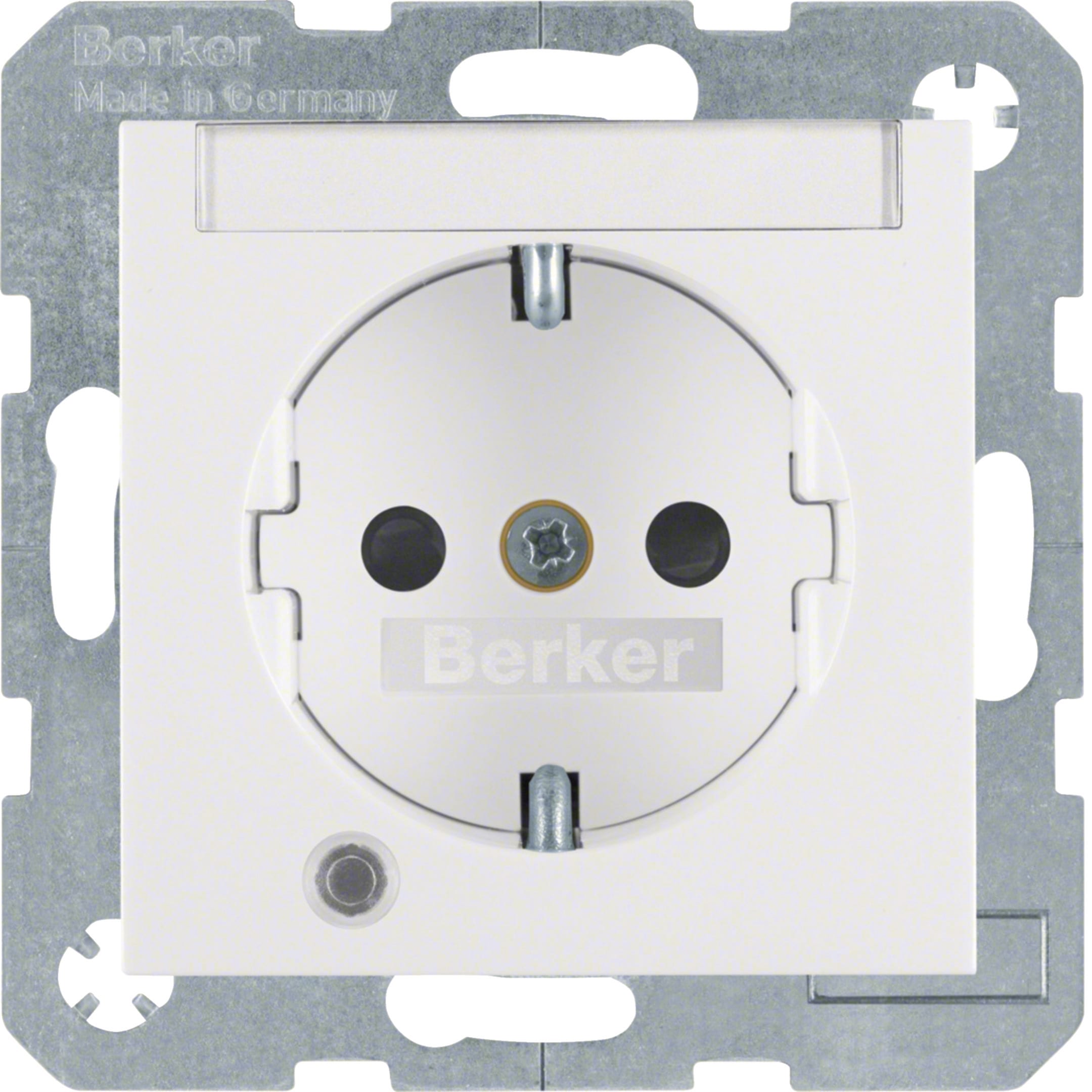 HAGER BOCCHIOTTI - Presa SCHUKO con LED di controllo Berker S.1/B.3/B.7 bianco polare lucido