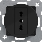 HAGER BOCCHIOTTI - Presa italiana con messa a terra 10 A/16 A Serie R.1/R.3 nero lucido