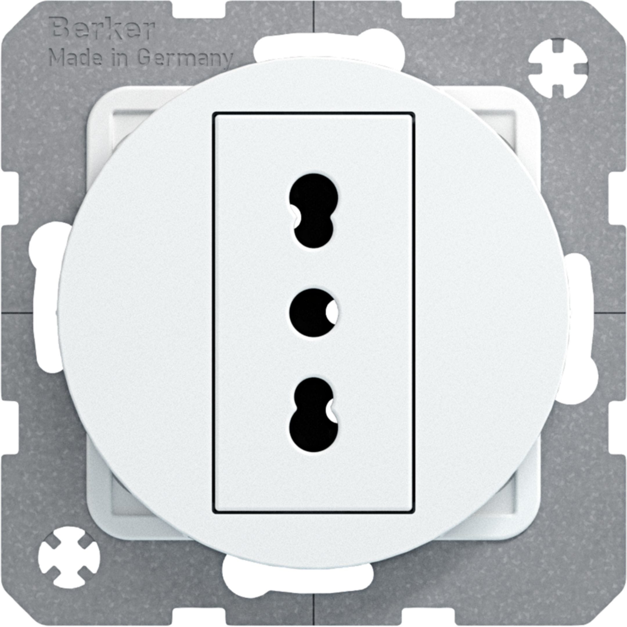 HAGER BOCCHIOTTI - Presa italiana con messa a terra 10 A/16 A Serie R.1/R.3 bianco polare lucido