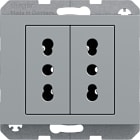 HAGER BOCCHIOTTI - Presa italiana con terra doppia 10 A/16 A Serie K.5 acciaio inox opac, vern.