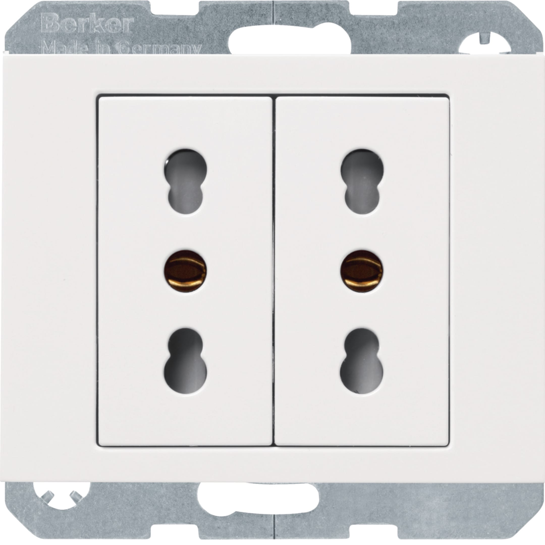 HAGER BOCCHIOTTI - Presa italiana con messa a terra doppia 10 A/16 A Serie K.1 Bianco pol. Lucid
