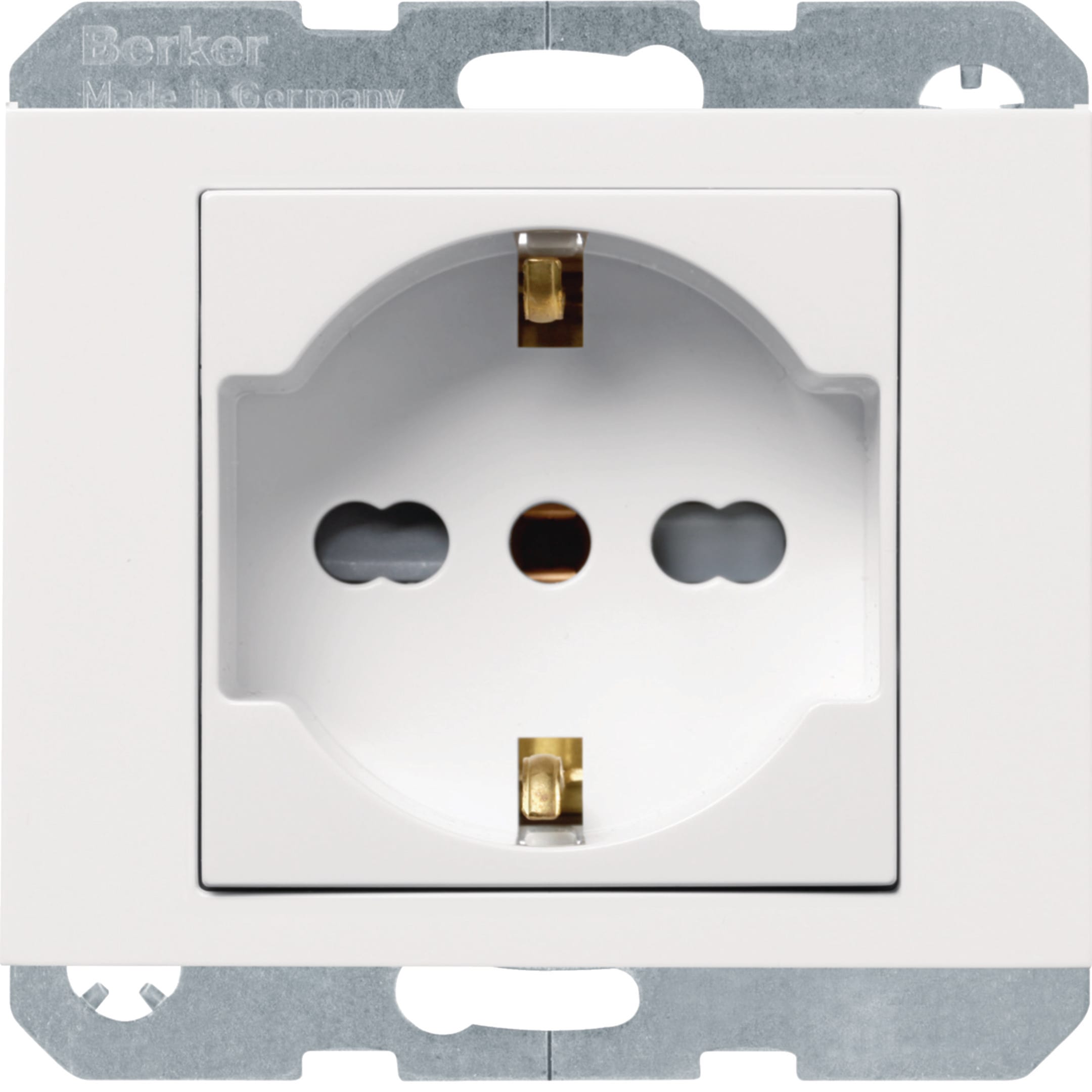 HAGER BOCCHIOTTI - Presa ita con messa a terra e SCHUKO 10 A/16 A Berker K.1 bianco polare lucido