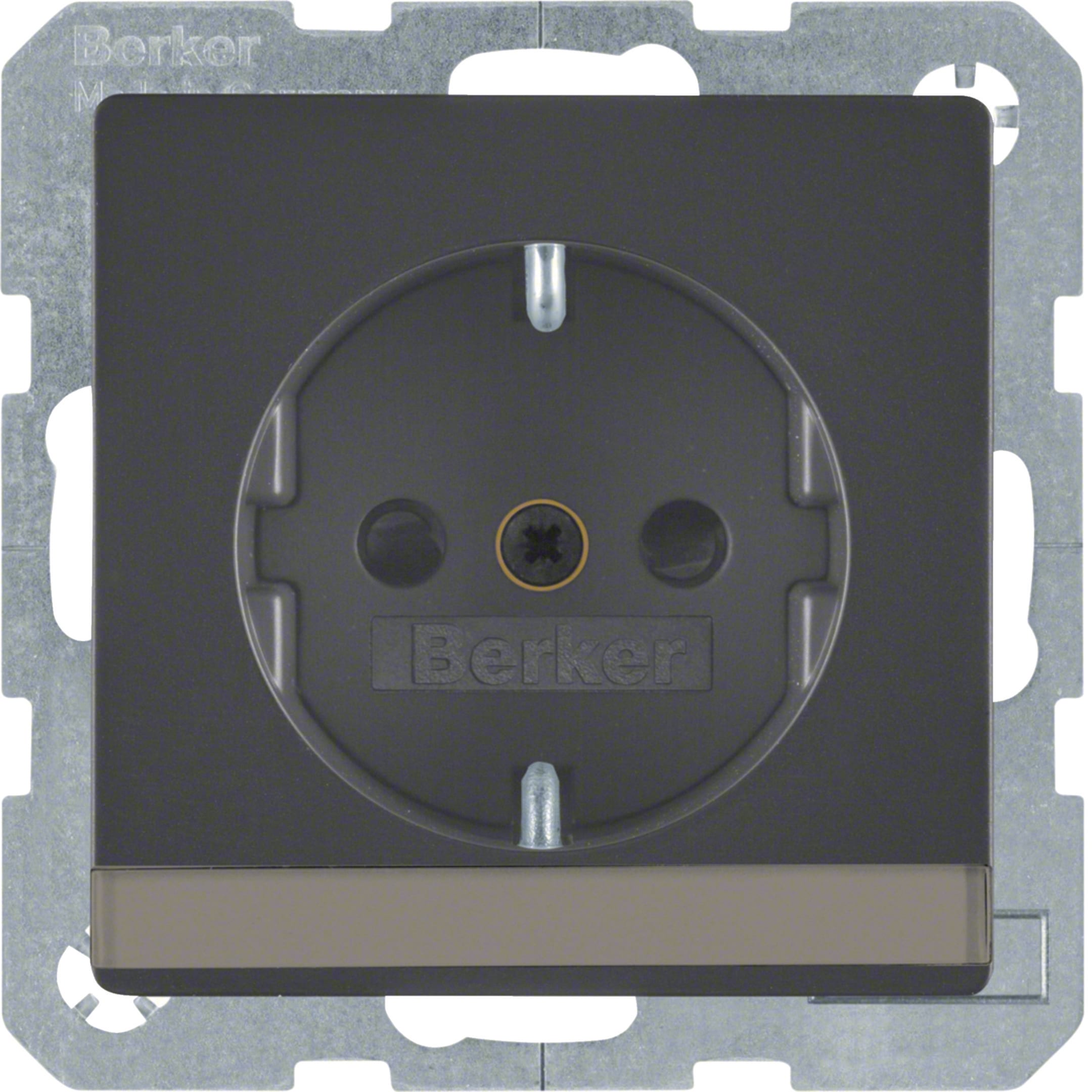 HAGER BOCCHIOTTI - Presa SCHUKO. con portaetichetta Berker Q.1/Q.3 antracite velluto, verniciato