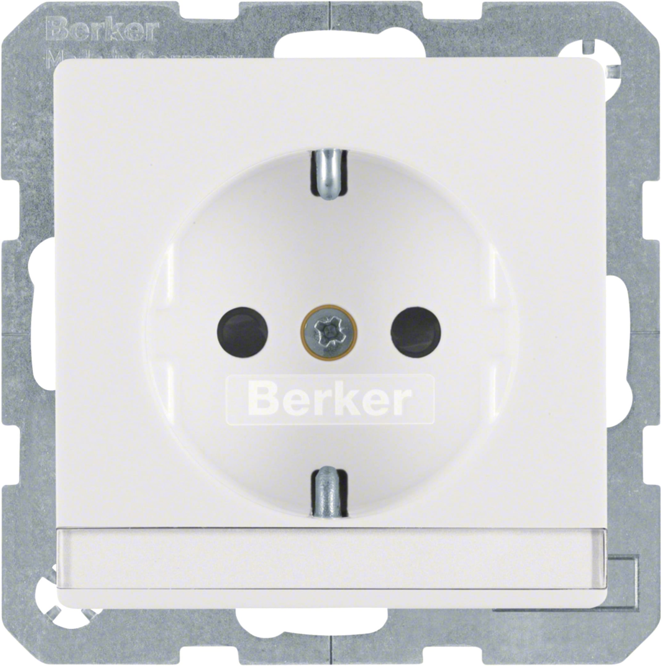 HAGER BOCCHIOTTI - Presa SCHUKO. con portaetichetta Berker Q.1/Q.3 bianco polare velluto