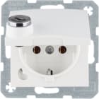 HAGER BOCCHIOTTI - Presa SCHUKO mors. sollev. a vite, porta a soffietto, serr., bianco pol. laccato