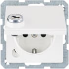 HAGER BOCCHIOTTI - Presa SCHUKO con mors. sollev. a vite, coperch., serr., Q.1, bianco pol. laccato