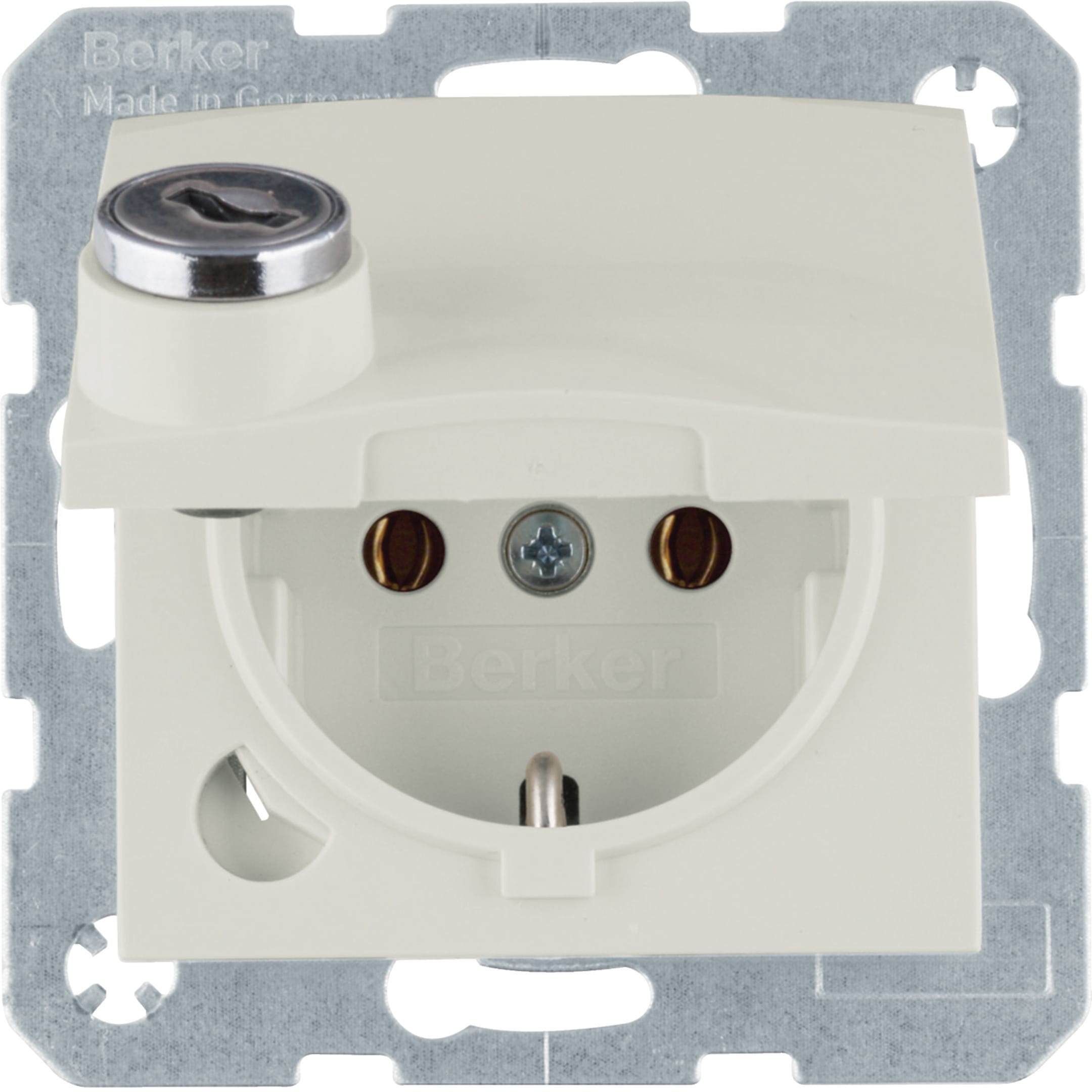HAGER BOCCHIOTTI - Presa SCHUKO con mors. sollev. a vite, coperchio, serr.,  bianco lucido
