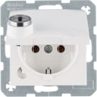 HAGER BOCCHIOTTI - Presa SCHUKO con mors. sollev. vite, porta soffietto, serr., bianco pol. lucido