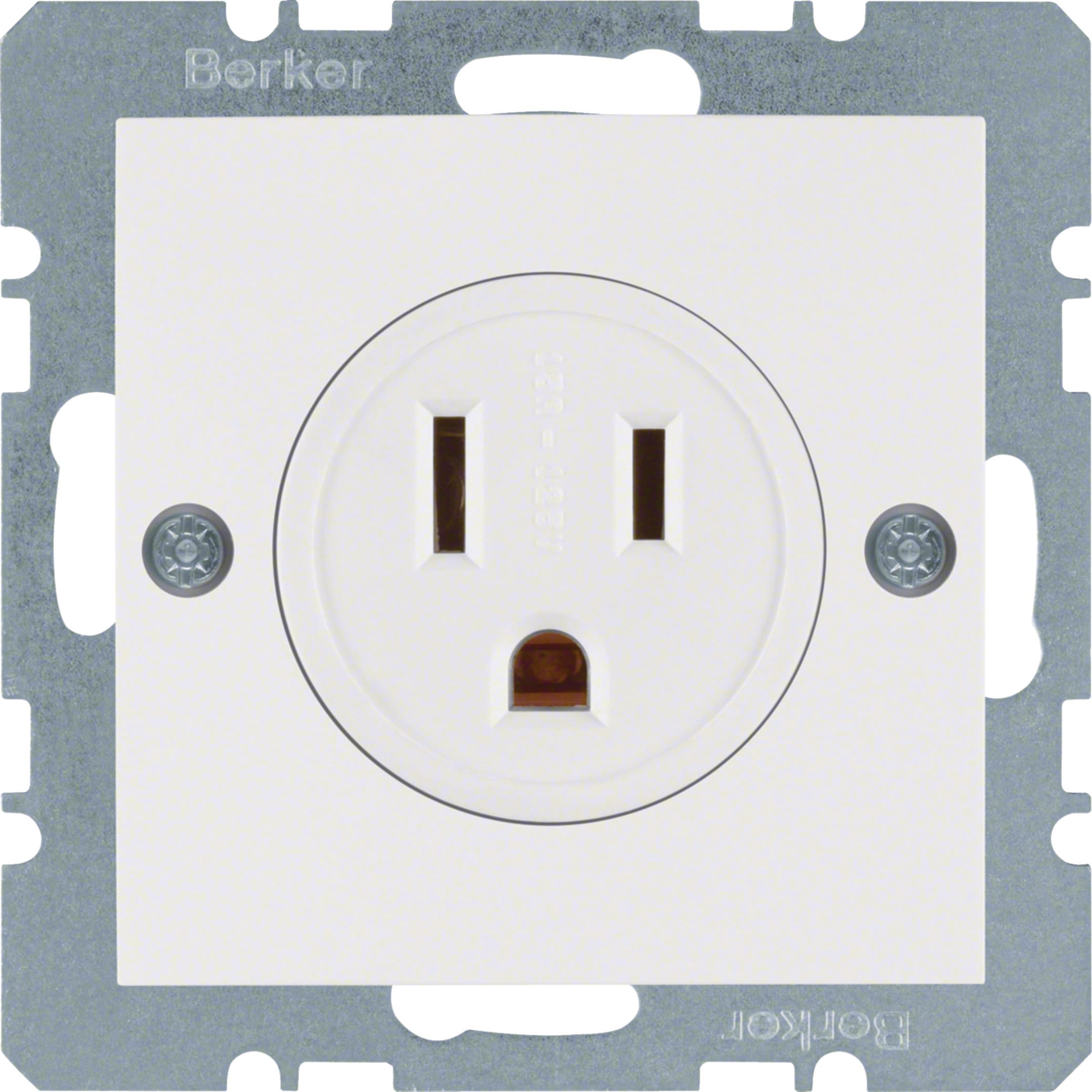 HAGER BOCCHIOTTI - Presa con messa a terra USA/CANADA NEMA 5-15 R Berker S.1 bianco polare opaco