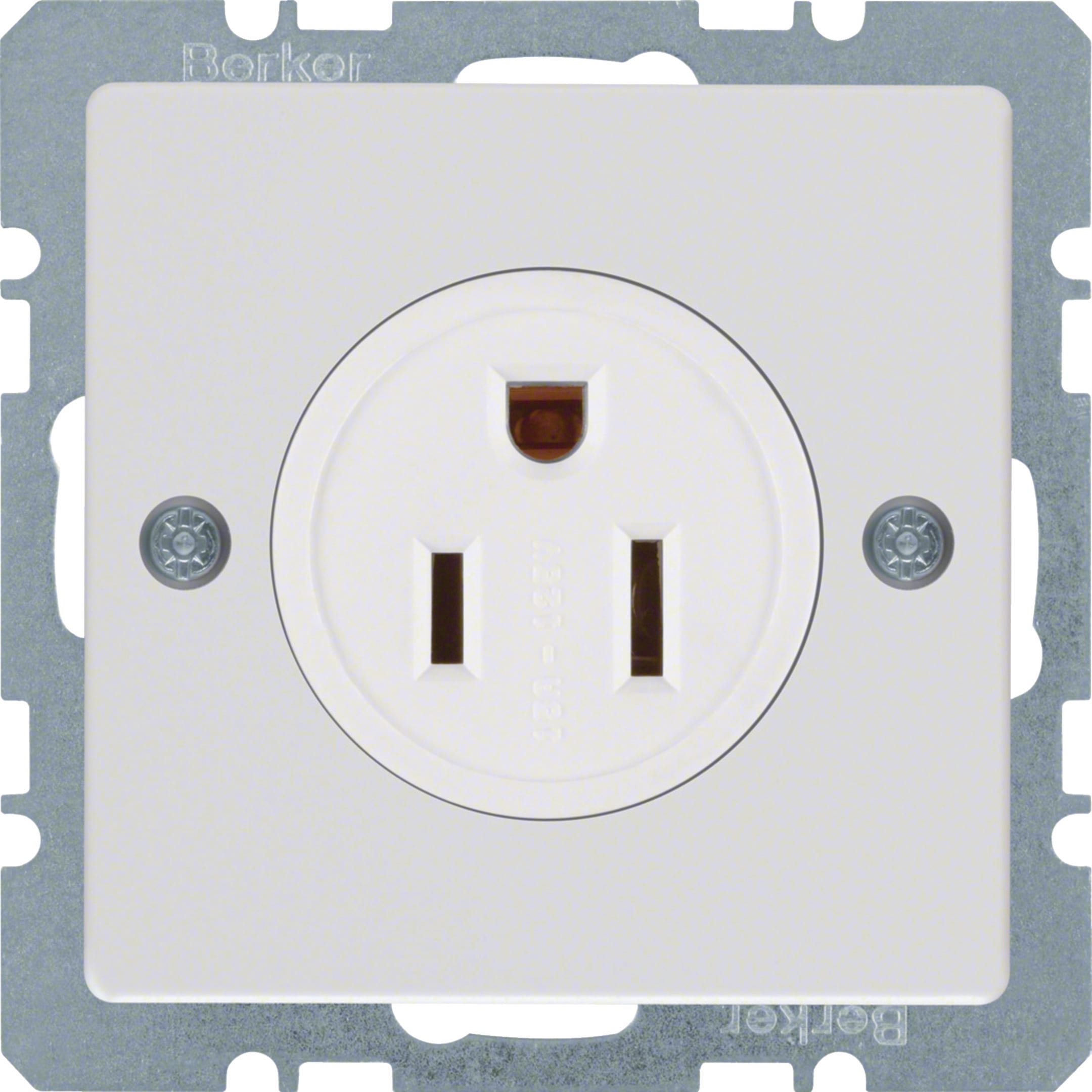 HAGER BOCCHIOTTI - Presa con messa terra USA/CANADA NEMA 5-15 R Berker Q.1/Q.3 bianco polare vellut