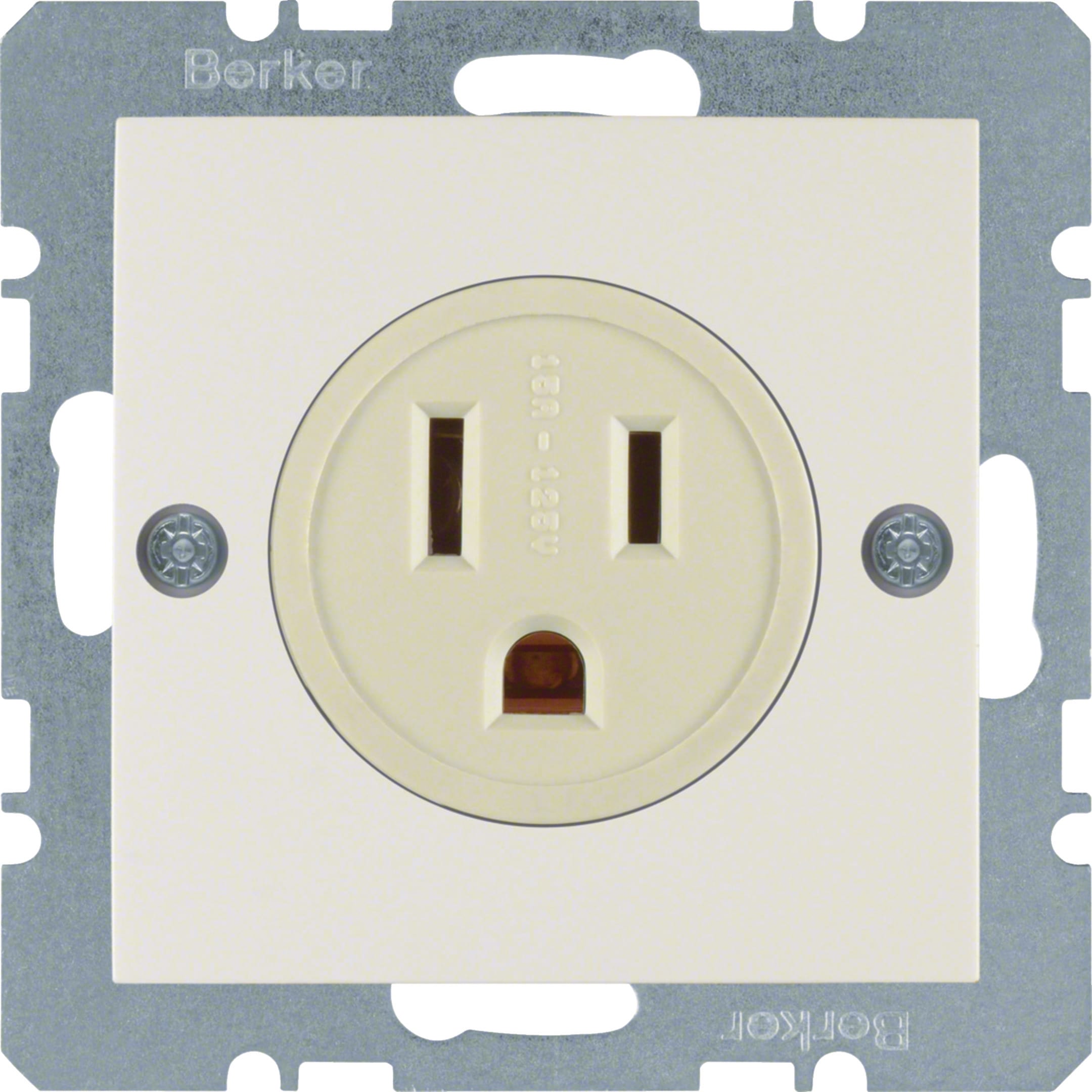 HAGER BOCCHIOTTI - Presa con messa a terra USA/CANADA NEMA 5-15 R Berker S.1 bianco lucido