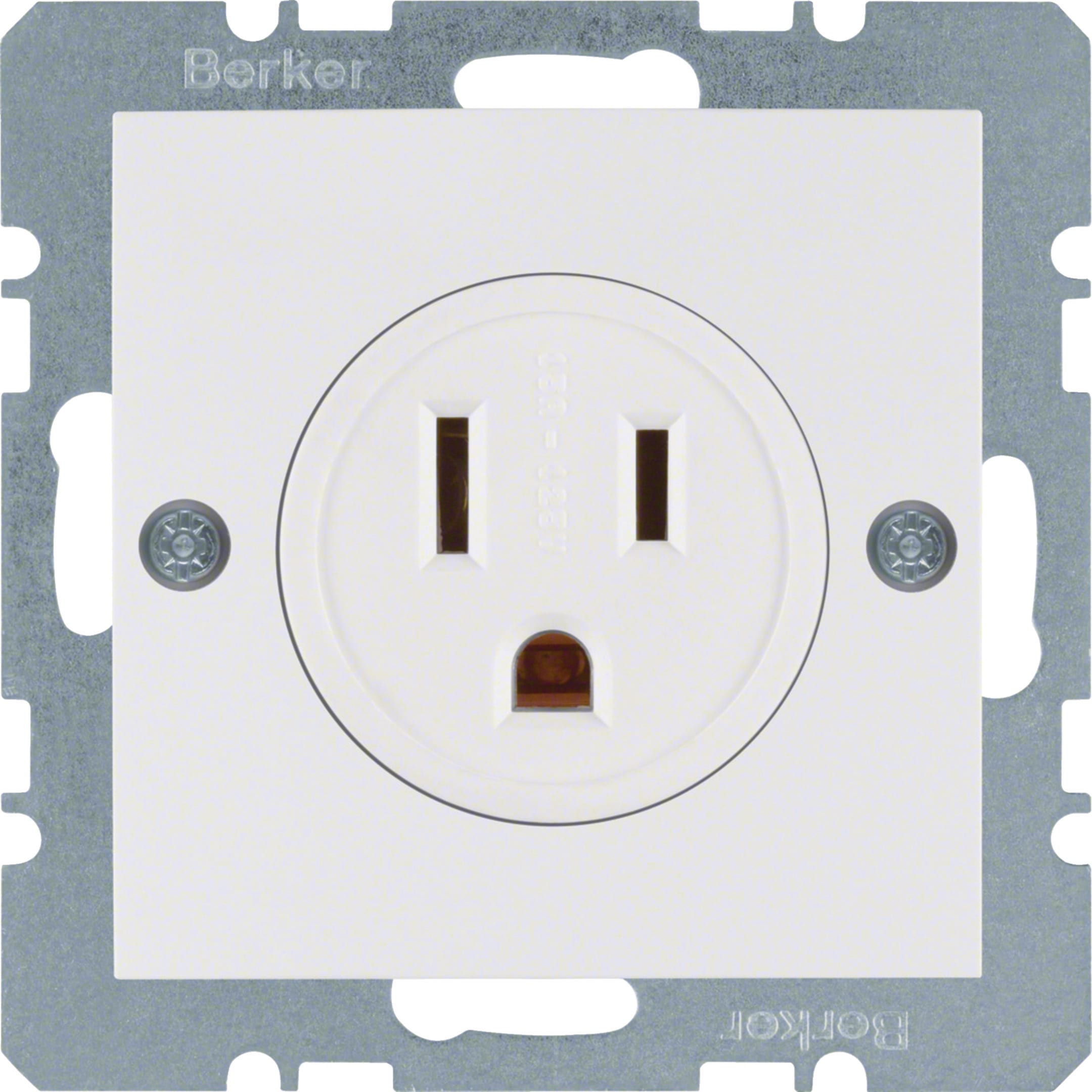 HAGER BOCCHIOTTI - Presa con messa a terra USA/CANADA NEMA 5-15 R Berker S.1 bianco polare lucido